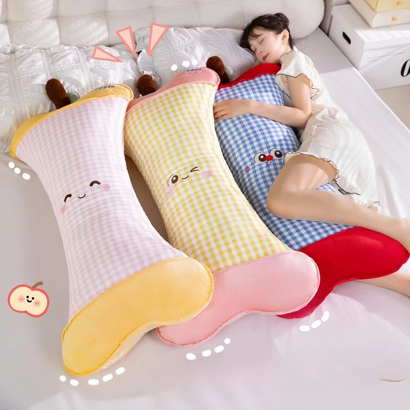 

Plaid Apple Long Plush Pillow Cute Sleeping Side Sleep Leg Clip Pillow Bedroom Headboard Back Cushion Home Decor Throw Pillow