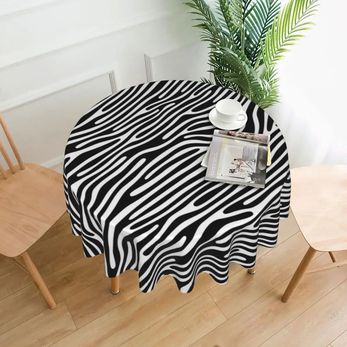 Tablecloth Zebra Strip Druck Round Table Cloth Black And White Funny Table Cover Tablecloths Living Room Dining Table Decoration