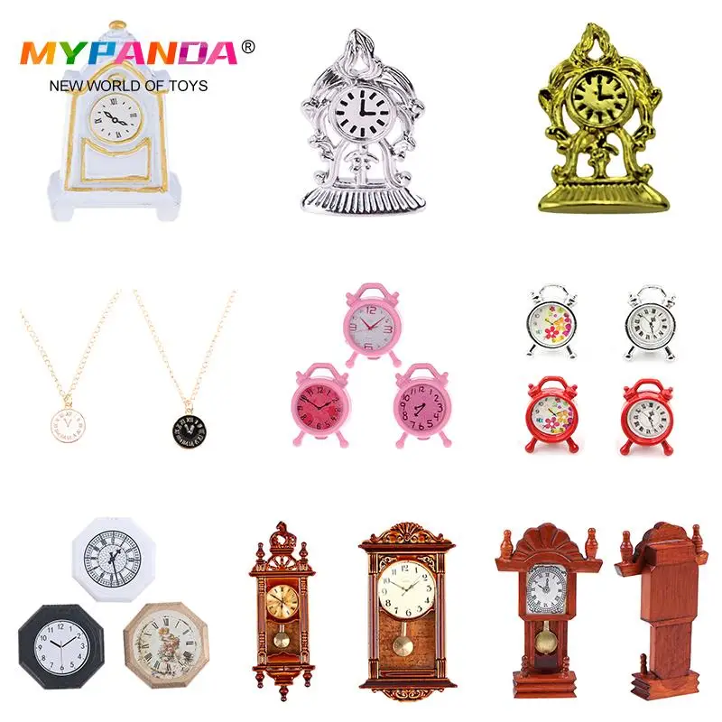 1PC Dollhouse Clock 1:6 1:12 Scale Miniature Wall Clock Doll Kitchen Living Room Miniature Dollhouse Mini Home Decoration Toy