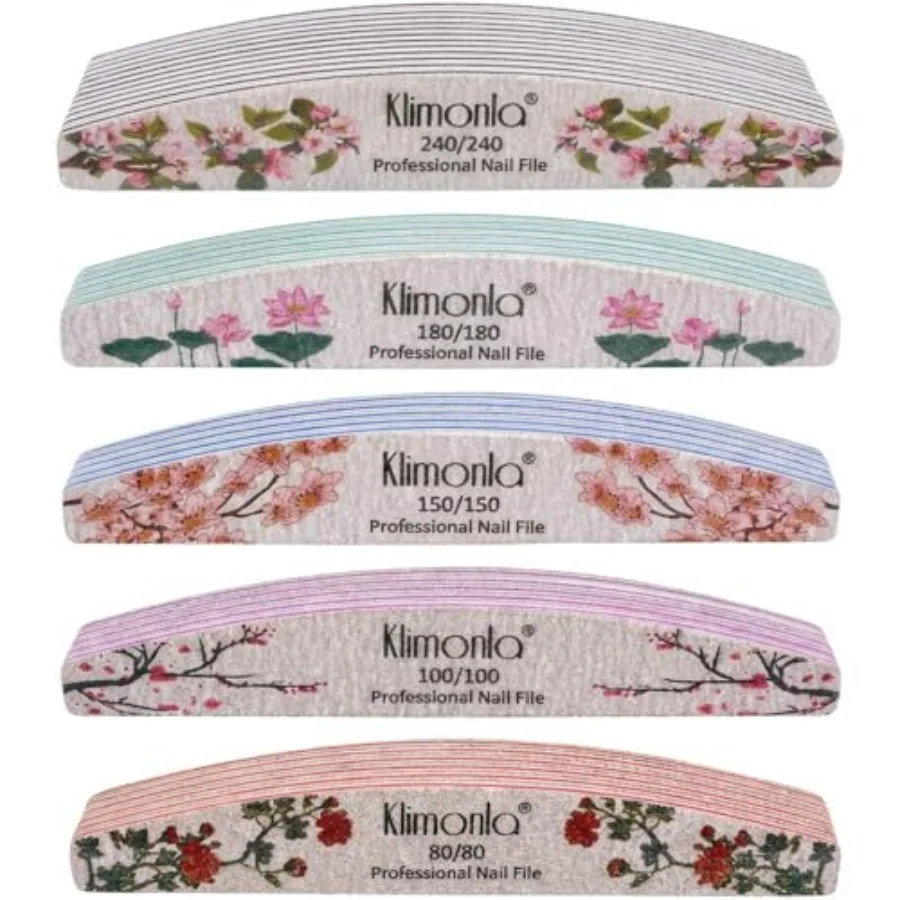 

PCS Floral Professional Nail Files 80/100/1/180/240 Grit, Emery Boards Nail Files for Natural Nails and Acrylic Nails, Double S