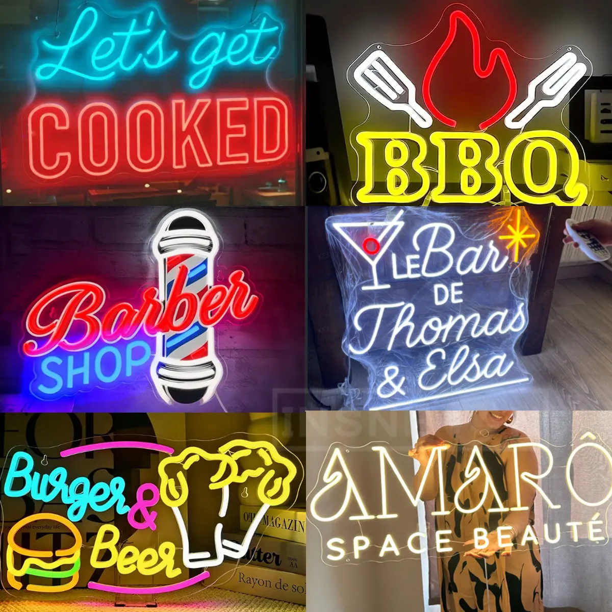 Customized commercial signboards, multi-color illuminated letters, metal illuminated lights