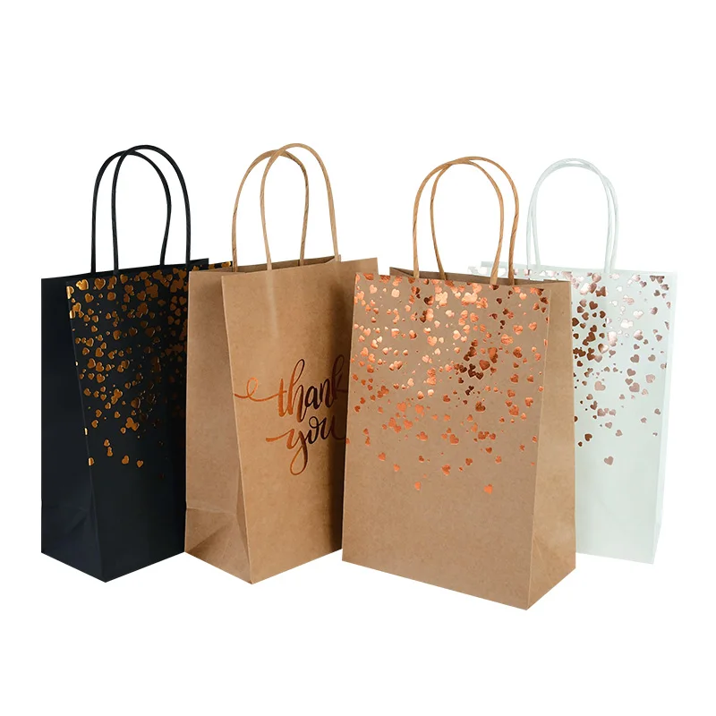 

6pcs Thank you Bags Paper Gift Bags with Handle Wedding Halloween Christmas Party Favors Bags Candy Cake Wrapping Bag