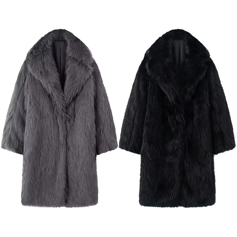 

Women's Winter Warm Faux Fur Coat Mid-Length Fuzzy Jacket Thick Outerwear Cold Weather Parka