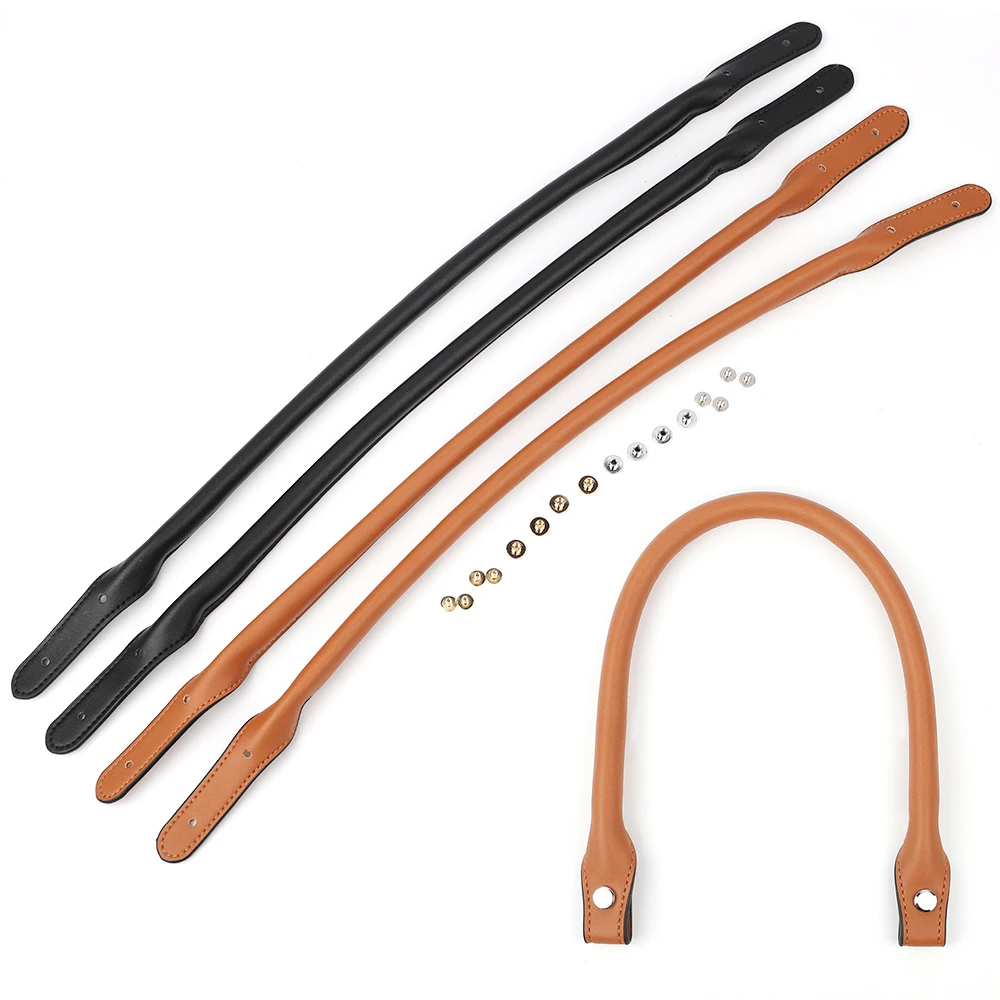 2PCS Bag Straps Synthetic Leather DIY Handmade Handles Black Brown Replacement Strap for Crossbody Shoulder Handbag Handle 53cm