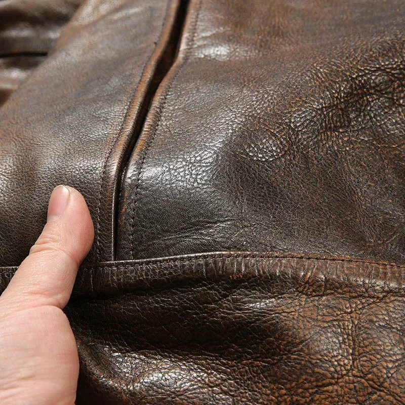 Top 2025 Brand Men's Luxury Horsehide Jacket Super Quality 1.6mm Thick Genuine Leather Coat Vintage Leather Cloth