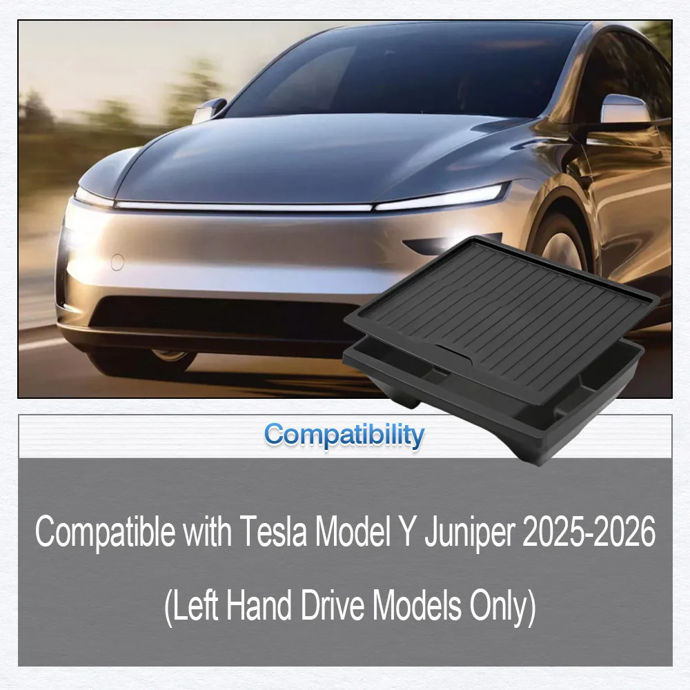 

LHD Car Front seat Storage Box For Tesla Model Y Juniper 2025-2026 Under Seat Organizer Trash Can Car Interior Accessories Black