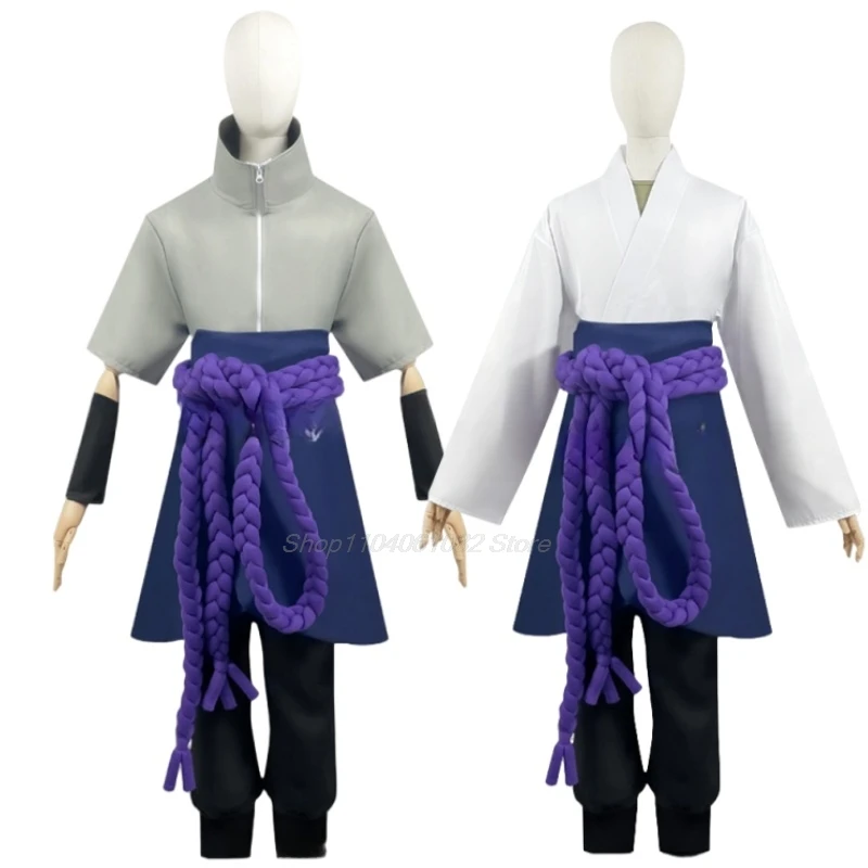 Uchiha Sasuke Cosplay disfraz peluca traje de anime ropa de cómic de Halloween traje para adultos y niños