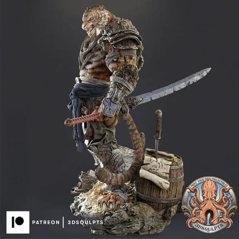 1/24 Scale Resin Figure Model Kit Tiger Warrior Fantasy Hobby Miniature Sculpture Toy Unassembled and Unpainted Free Shipping