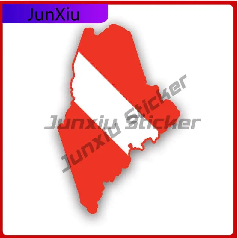 

Maine State Shaped Diver Down Flag Sticker Uv Protected Scuba Flag Diving Dive Me Car Sticker Vinyl Decal Waterproof Durable For