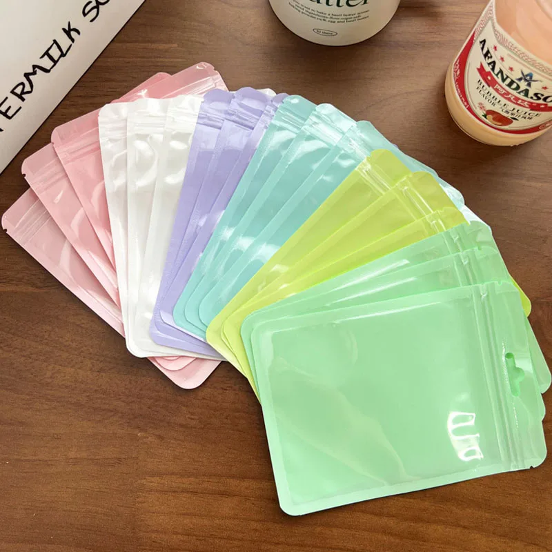 10-50pcs Candy Colors Zip Bags Pouches Reclosable Plastic Jewelry Cookie Food Storage Bag Zipper Bags Clear Gift Packaging Case