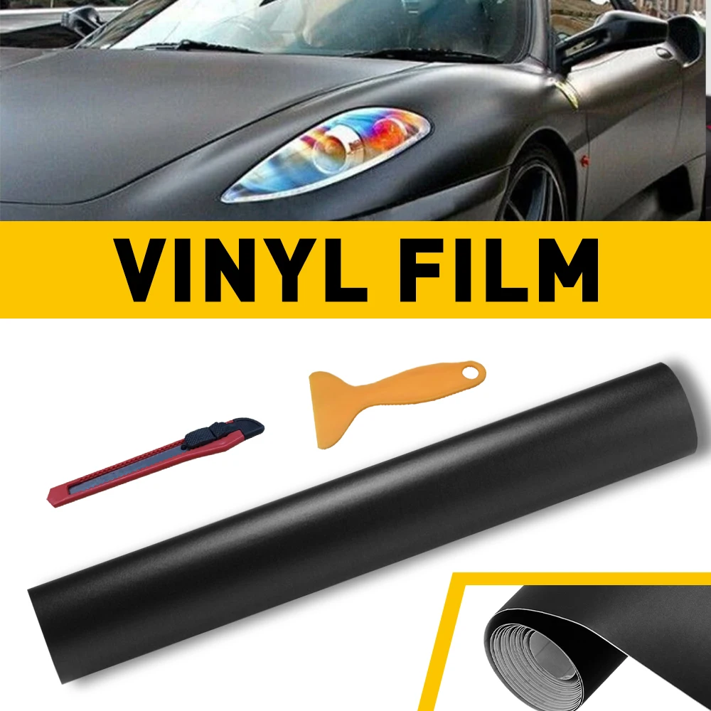 

1 шт., наклейка на автомобиль, пленка, виниловая пленка без пузырьков, матовая черная, 59*11 дюймов, для дверных ручек, стеклянные автомобильные аксессуары