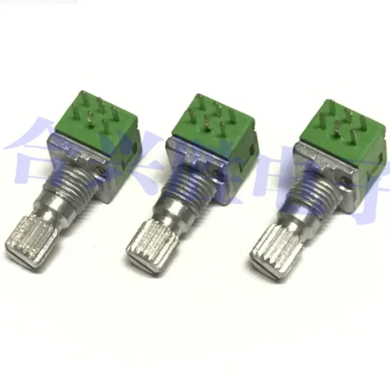 1PCS 09 Type Dual B50K Stepping 50K Audio Power Amplifier Computer Speaker Volume Potentiometer Flower Shaft Handle 15MM