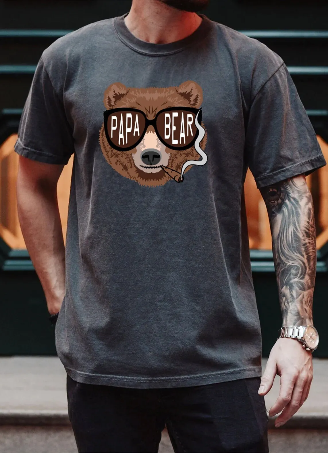 

Футболка с солнцезащитными очками Papa Bear, одинаковые семейные рубашки для папы, Дня отца, муж, подарок