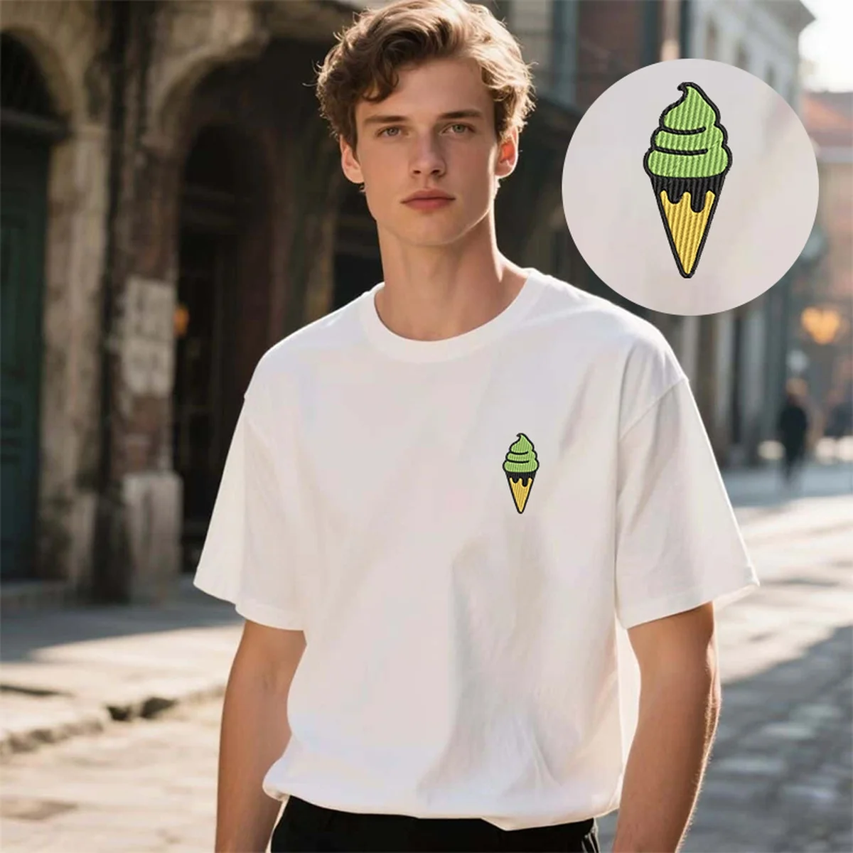 

Y2K Retro Cone Men & Women Embroidered Cotton T-Shirt – Nostalgic Top Tees with Luxury Embroidery for Summer Festivals T-Shirts