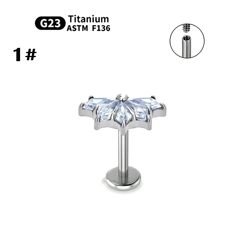 سبائك التيتانيوم ورقة القرط ثقب المجوهرات #2