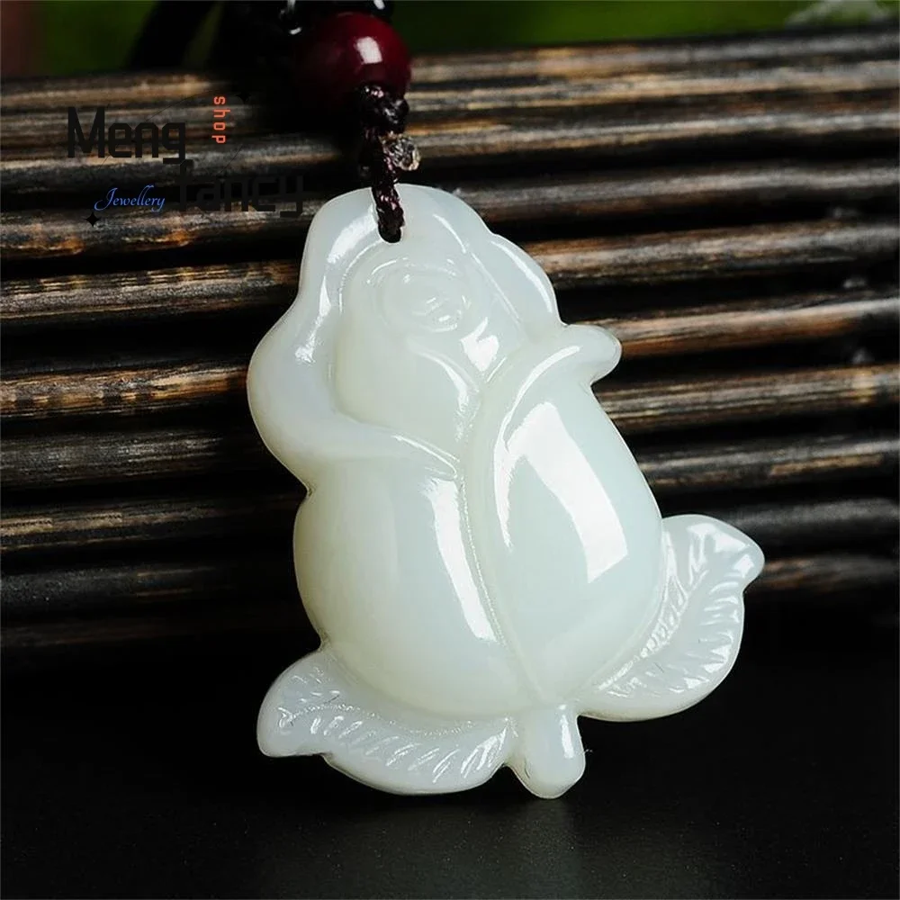 Natural Genuine Afghan White Jade Rose Pendant Exquisite Elegant Simple High-grade Luxury Quality Fashion Jewelry Holiday Gifts