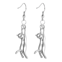 Huitan-pendientes de gato con circonita redonda para mujer, aretes colgantes para mascotas, regalo de amor, accesorios creativos de animales, joyería llamativa