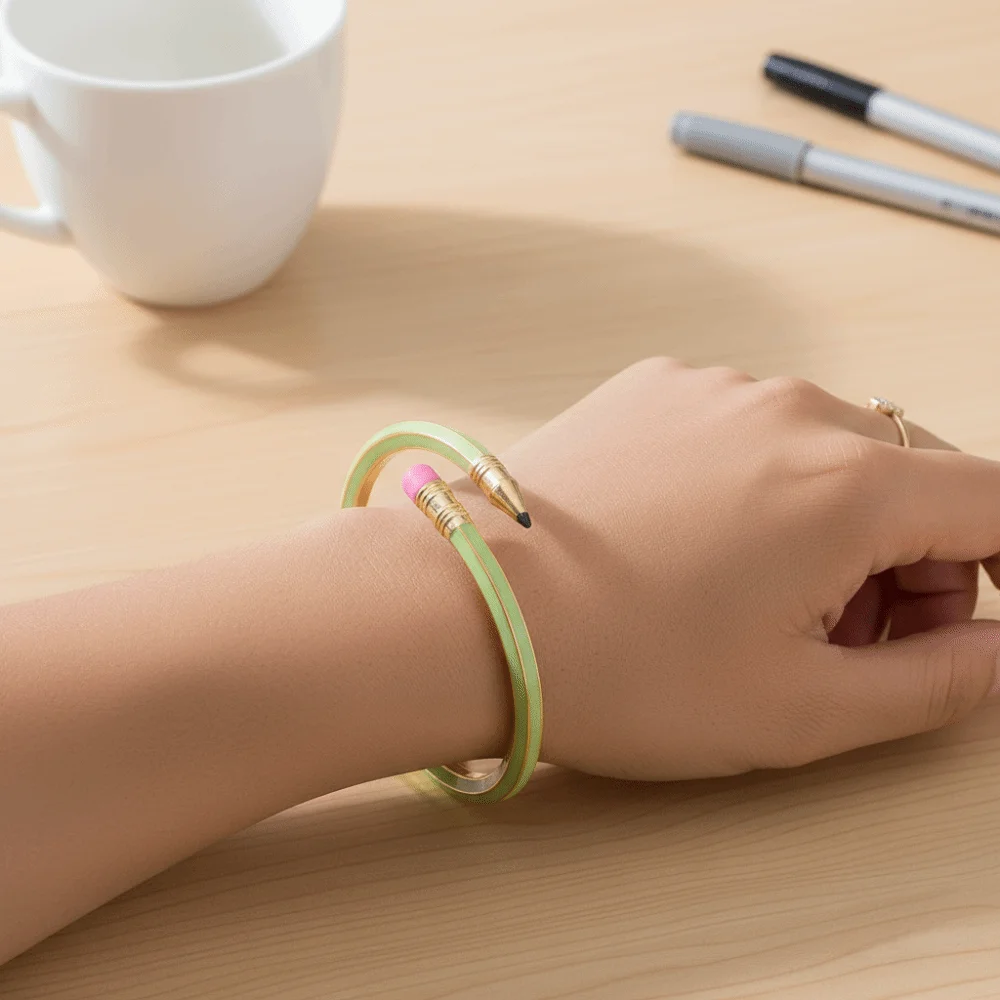 Cute Trendy Pencil Bangle Unique Open Cross Enamel Bracelet Mix Match Shiny Glitter Fashion Cuff Bracelet Wedding