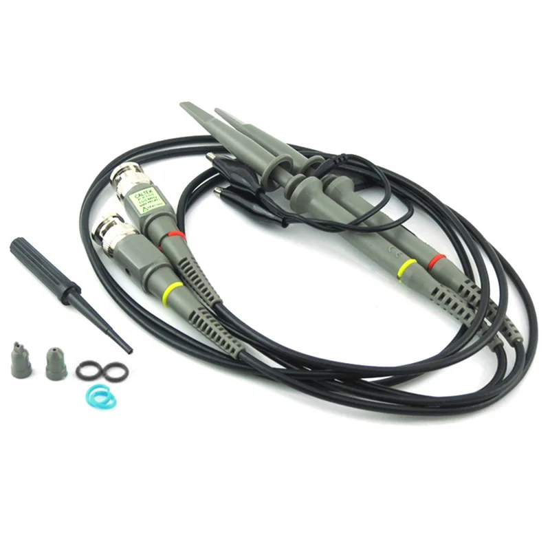 2 PC P6100 BNC Oscilloscope Probe Kit 100 MHz 1X 10X ความแม่นยําสูงขอบเขตเครื่องวิเคราะห์จระเข้คลิป Probes Test Leads-ใหม่