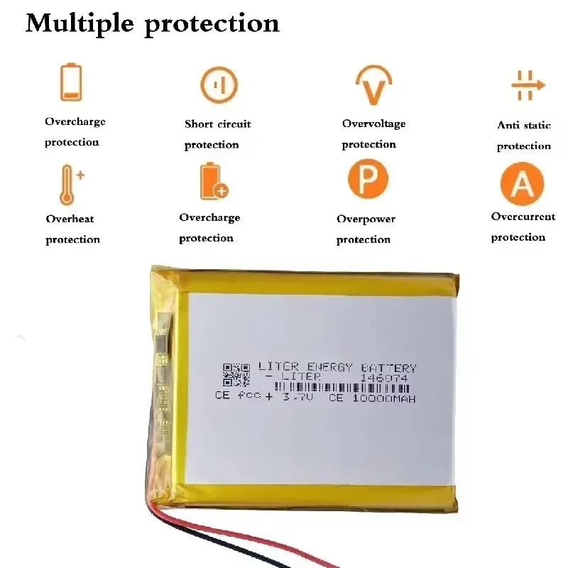 100% Brand New 146074 3.7v 10000mah Rechargeable Lithium Polymer Battery for Mobile Power Bank Solar Energy