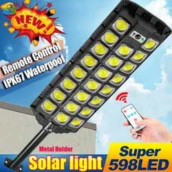 Farola de energía Solar con Sensor de movimiento, luces LED de inundación solares para exteriores, iluminación de 3 modos, IP66, lámpara de seguridad COB impermeable para patio