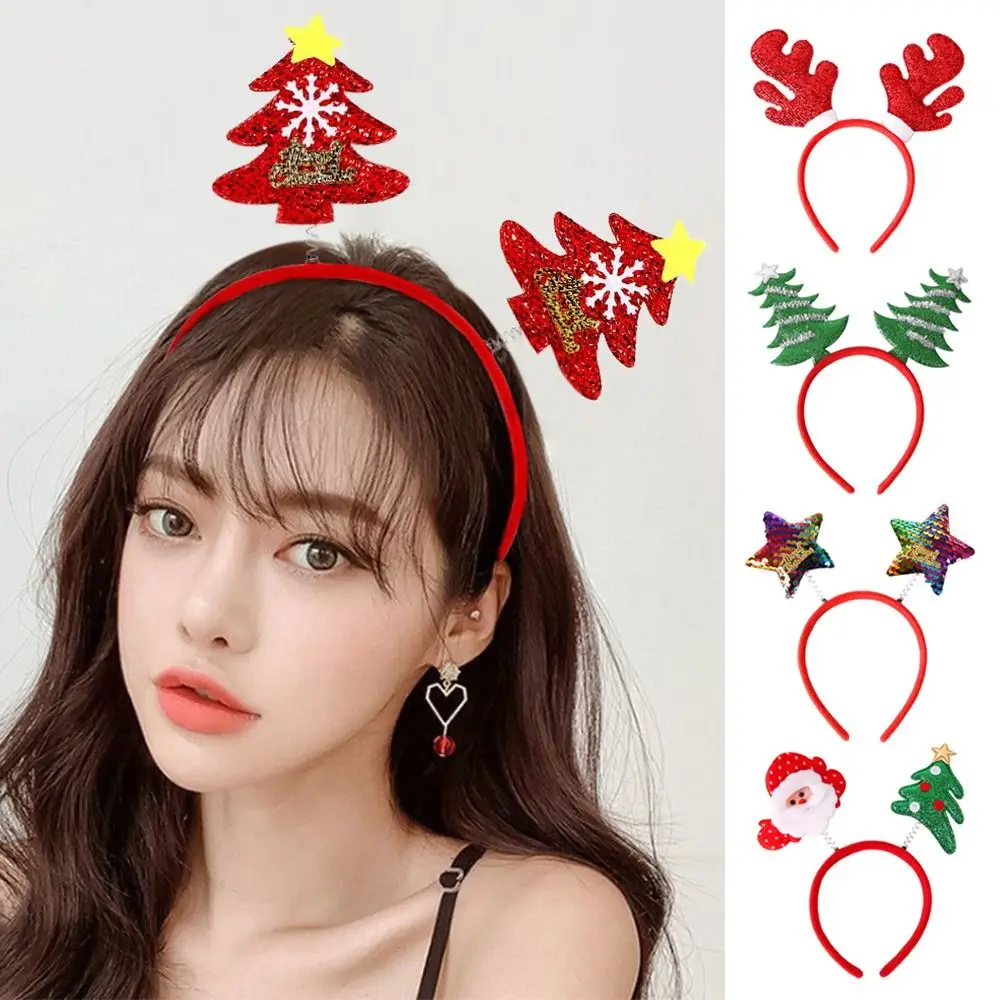 Antlers Christmas Headbands Christmas Tree Lovely Reindeer Headwear Santa Claus Plastic Christmas Decorations Masquerade