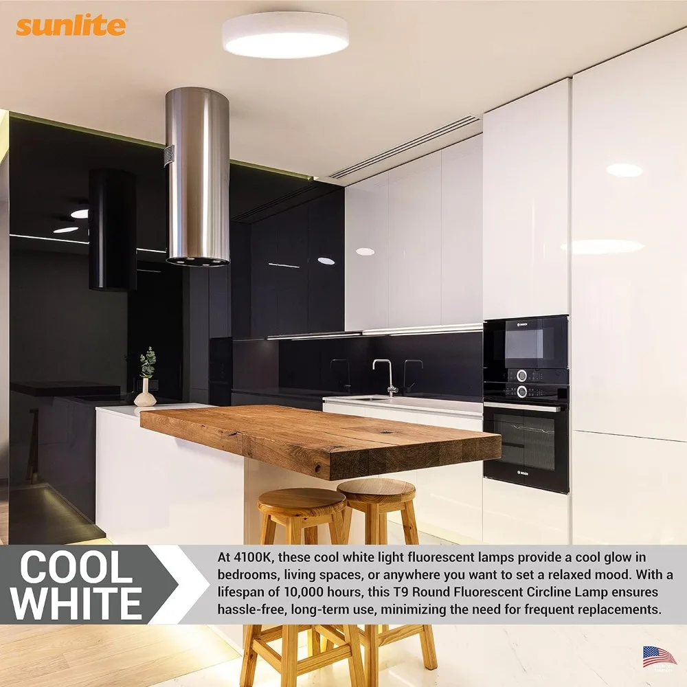 Sunlite 41524 FC16T9/CW T9 runde Leuchtstoff-Kreislauflampe, 40 Watt, 2600 Lumen, 4100 K Kaltweiß, RoHS-konform, G10Q 4-polig
