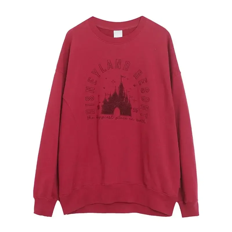 Disney World Disneyland Plus Size Sweatshirt Women\'s O-Neck Sweater Top Women\'s Loose Sweater Large Unisex Double