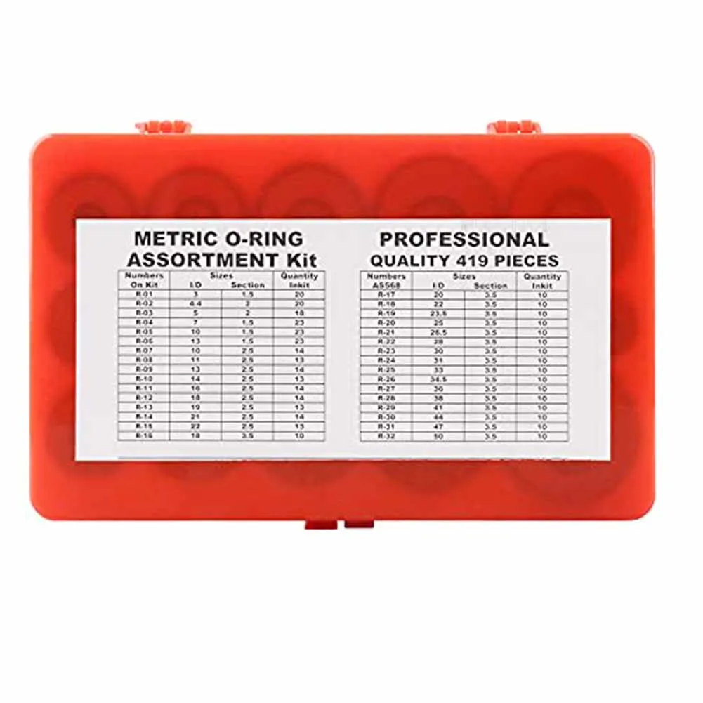 419 Pcs Nitrile Rubber O For Ring Assortment Kit Metric Sizes 3-50mm Black Sealing Gasket Set For Plumbing Hydraulic Pneumatic R