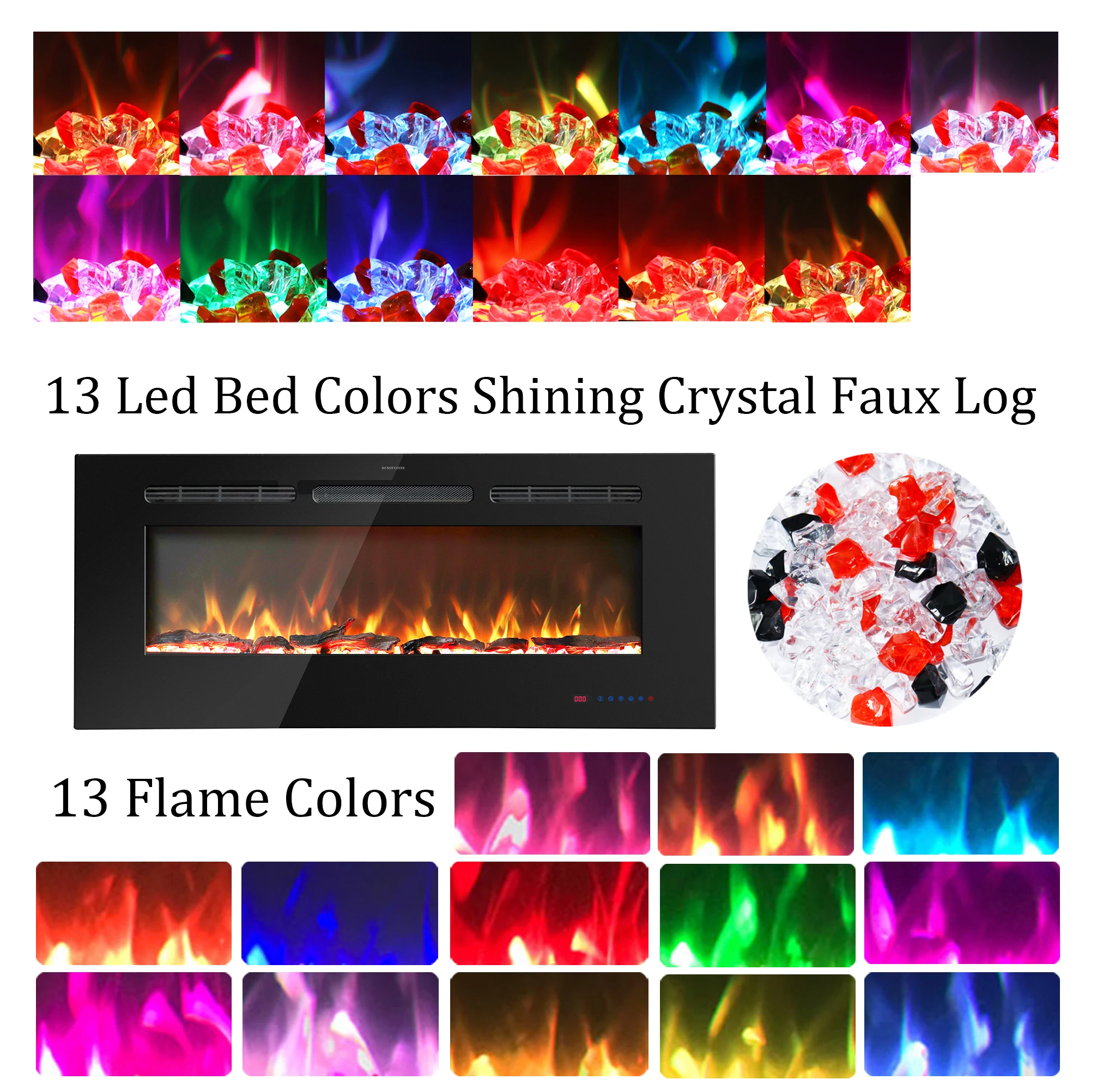 Luxstar 72-Zoll-Heimheizungen mit supergroßem LED-Bildschirm, elektrisch, mit schwarzer Frontplatte aus gehärtetem Glas für den Heim- und Hotelgebrauch