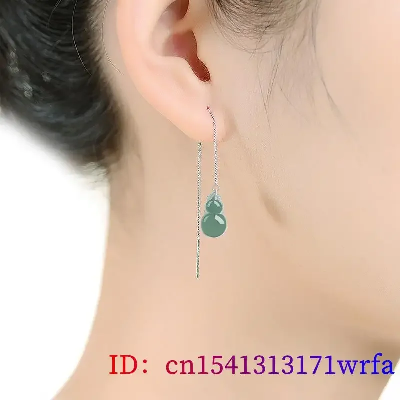 Orecchini di zucca di giada birmana giadeite Vintage Charms accessori gioielli Real 925 Silver Blue Natural Women Emerald Gifts