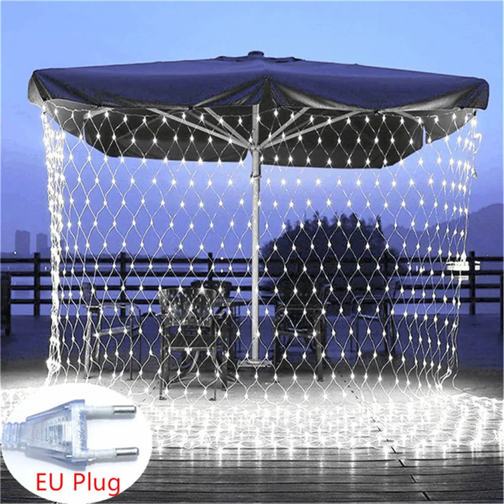 LED Net Mesh Fairy String Light Garland Window Curtain Christmas Fairy Light Wedding Party Garland Light