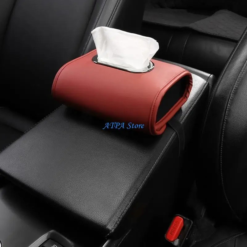 

U13C Leather Car Backseat Tissue Case Holder Paper Towel Bag Cover, Backseat Headrest Hangings Napkin Box
