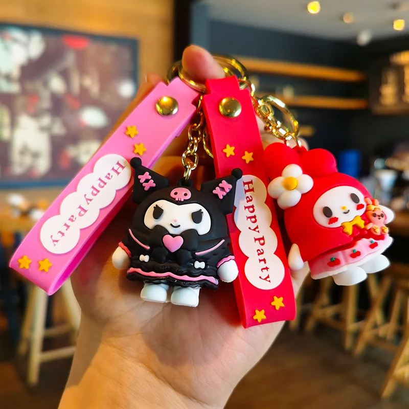 

Cartoon Sanrio Sakura Season Keychain Cute Girl Big Eared Dog Doll Car Bag Small Gift Keychain Cute Personalized Gifts Y2k