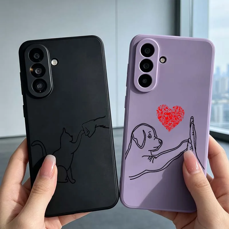 Cartoon Cat Hand Touch For Samsung Galaxy A15 A14 A13 A12 A11 A10S A10 A06 A05 A05S A04 A04S A04E A03 Liquid Phone case Cover