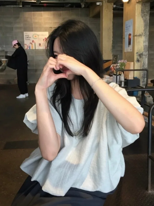 

Korean Sle Sweet ort Sve irt Women Ele Aosphere Small Top Summer New Fre Trendy Blouse Faionable Ladies' S...