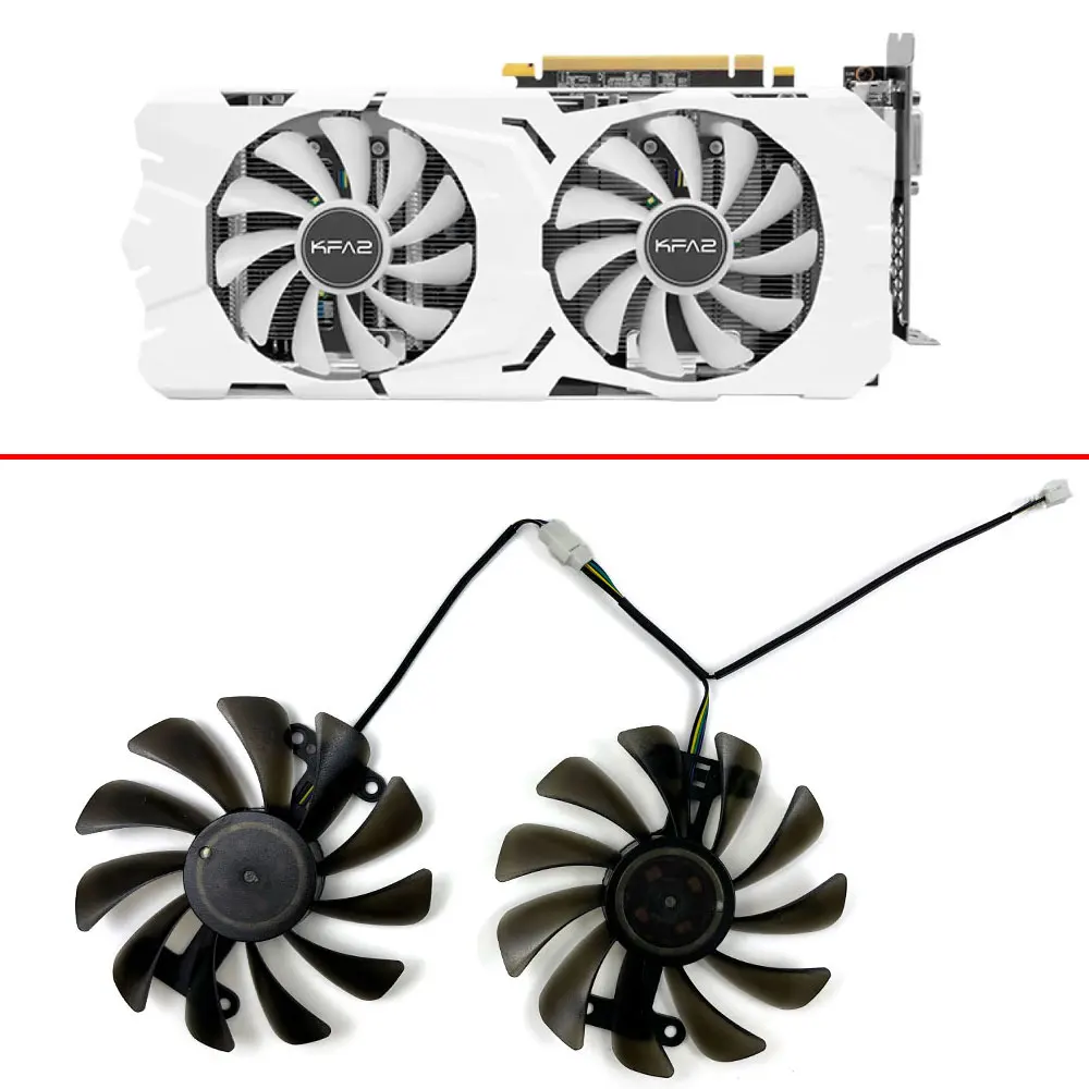 

2pcs 95MM KFA2 GTX 1070 Ti EX-SNPR WHITE GPU FAN For GALAXY GTX 1070 Ti Red Edition GTX 1070 EX graphics card cooling fan