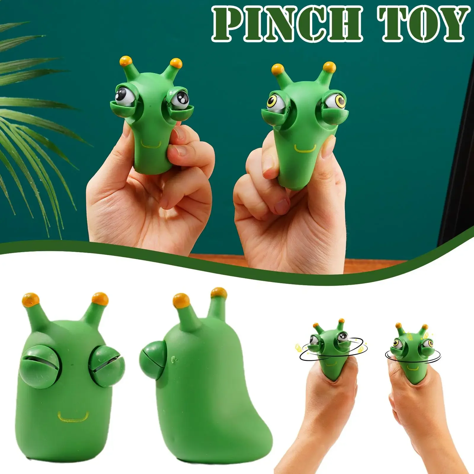 Cute Googly Eyes Crawly Worm Burst Eyes Descompressão Enigma Infantil, Pinch Música Brinquedos Interativos, Funny Bug Toy Gift, 1-3Pcs