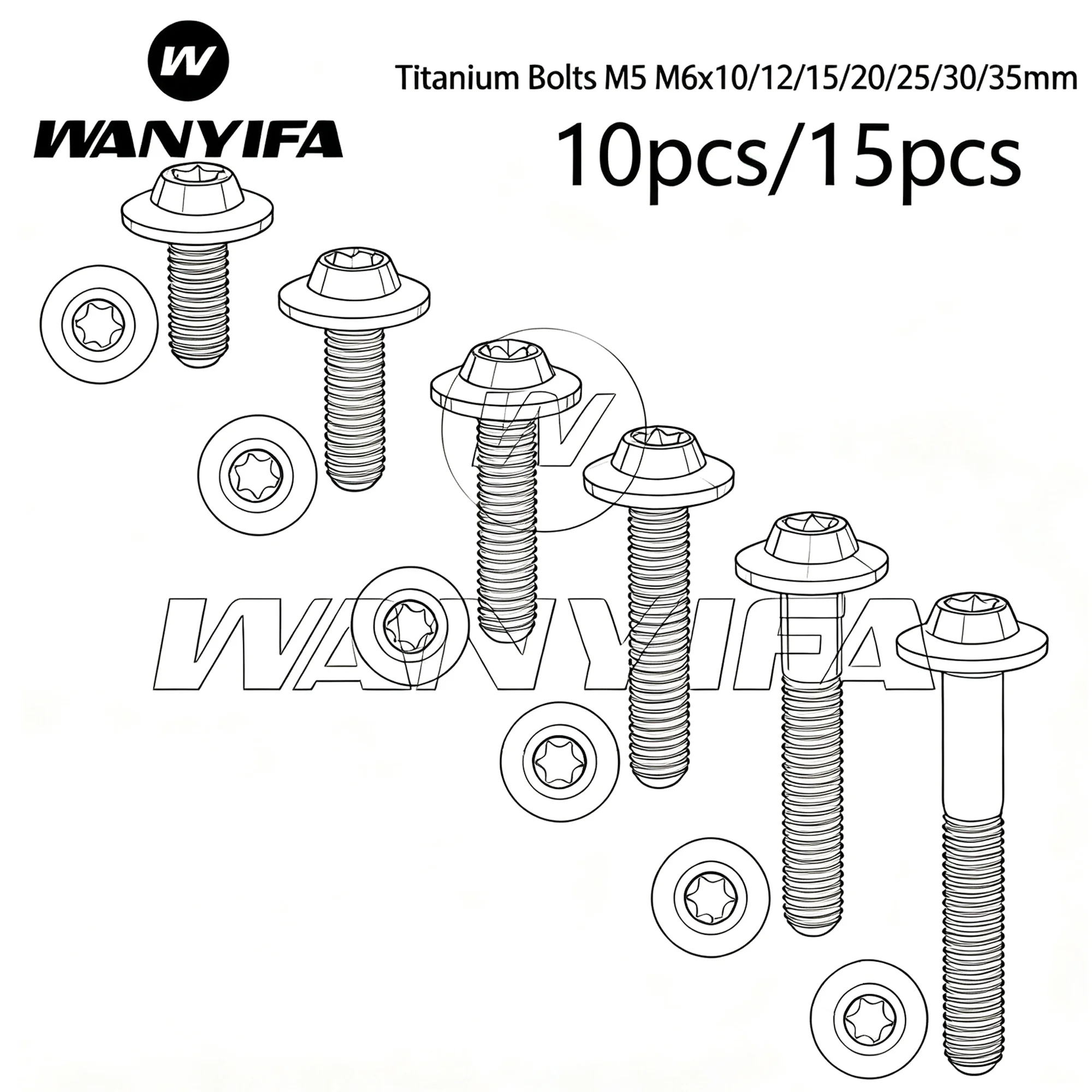 Wanyifa Titanium Bolts M5 M6x10 /12/15/20/25/30/35mm Butterfly Head Without Marking for Motorcycle Disc Brake Screws 10/15pcs