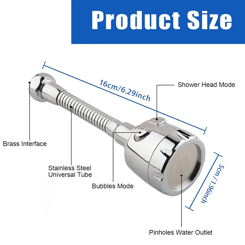 360° Rotatable Kitchen Faucet Sprayer  head  Accessories, Removable Faucet Expander, Water-saving Faucet for Kitchen