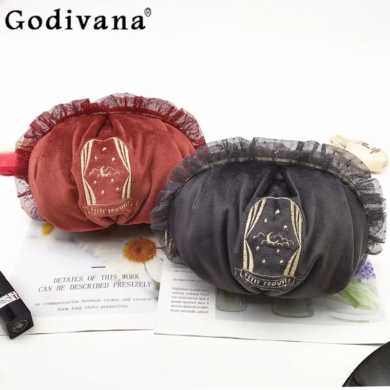 

Японская ретро милая вышитая косметичка милая девчачья кружевная отделка портативная сумка для хранения