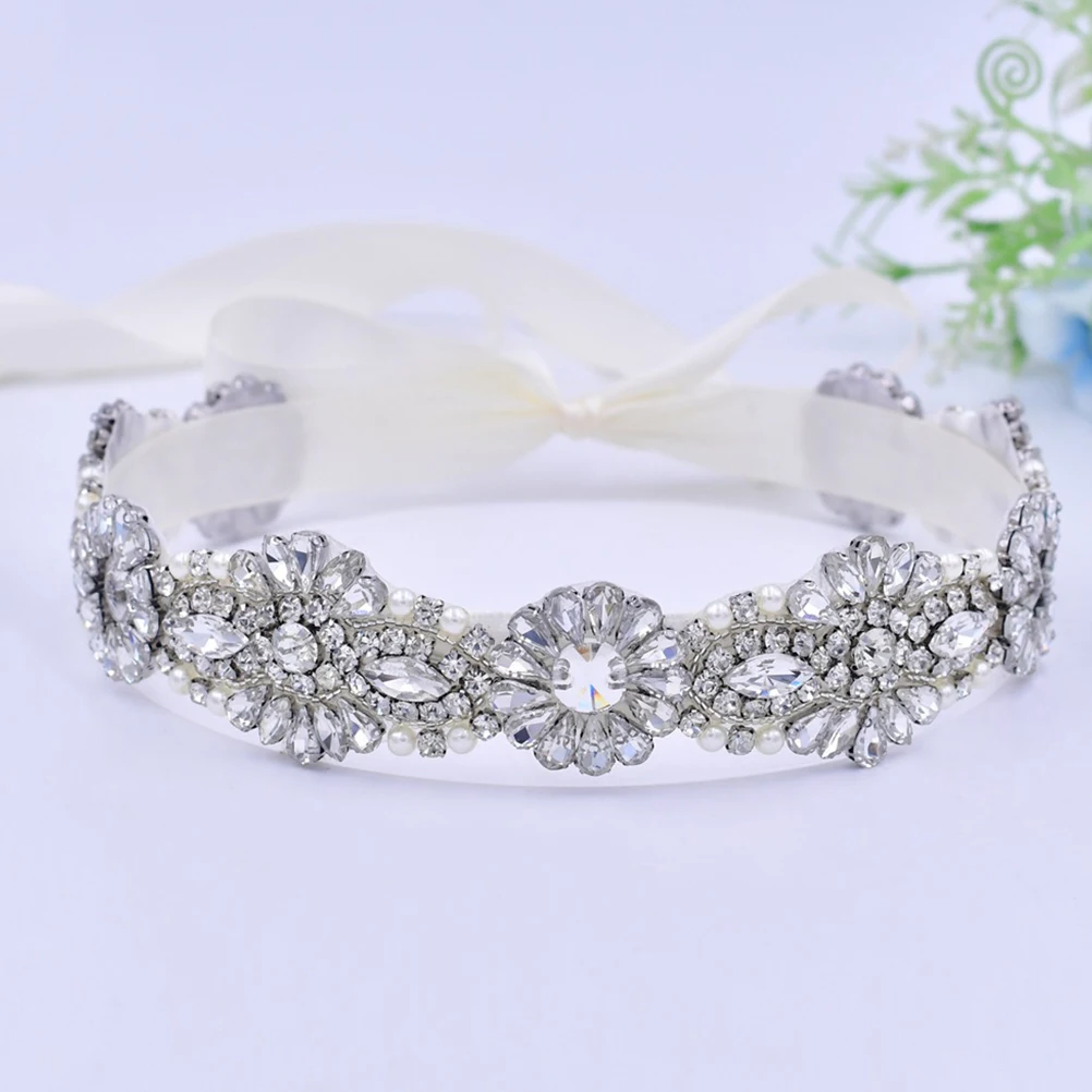 

Glamorous Wedding Dress Belt with Rhinestones and Satin Ribbon Bridal Sash Accessory