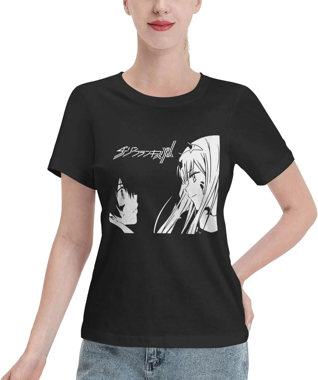 

Anime T Shirt Womens Summer Cotton Tee Round Neck Tops Casual Short Sleeve Shirts