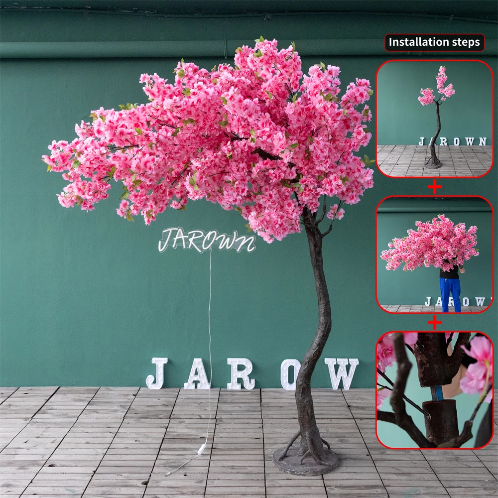 H2.3m Pink Artificial Cherry Blossom Tree Wedding Flowers Decoration Cherry Tree Mall Home Outdoor Garden Hotel Decorations