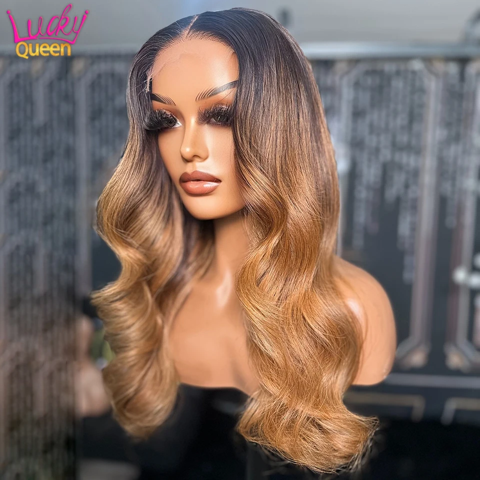 Ombre Lace Front Perücke Echthaar gefärbt 1b/30 schwarz braun Body Wave Perücken Echthaar 13x4 transparente Lace Front Perücken Echthaar