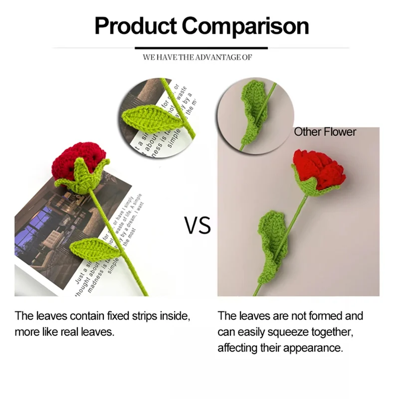 【مشعبية】زهور صناعية محبوكة يدويًا، ديكور باقة كروشيه محبوكة، ديكور طاولة هدية العيد