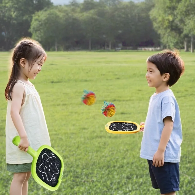 1 paio di racchette sportive per bambini, palline elastiche portatili per esterni, racchette da tennis, interazione genitore-figlio, gioco educativo, giocattoli sportivi, regalo
