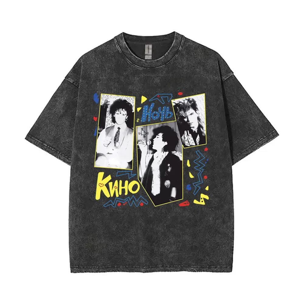 تي شيرت فيكتور تسوي عتيق مغسول على شكل نجمة اسمها الشمس جرافيك تي شيرت للرجال والنساء ملابس غير رسمية كبيرة الحجم تي شيرت كلاسيكي روسيان روك #3