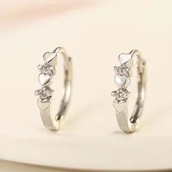 925 Silver Needle Small Circle Earring For Girl Women Stainless Steel Cz Heart Eardrop Hypoallergenic Piercing Ear Studs Jewelry