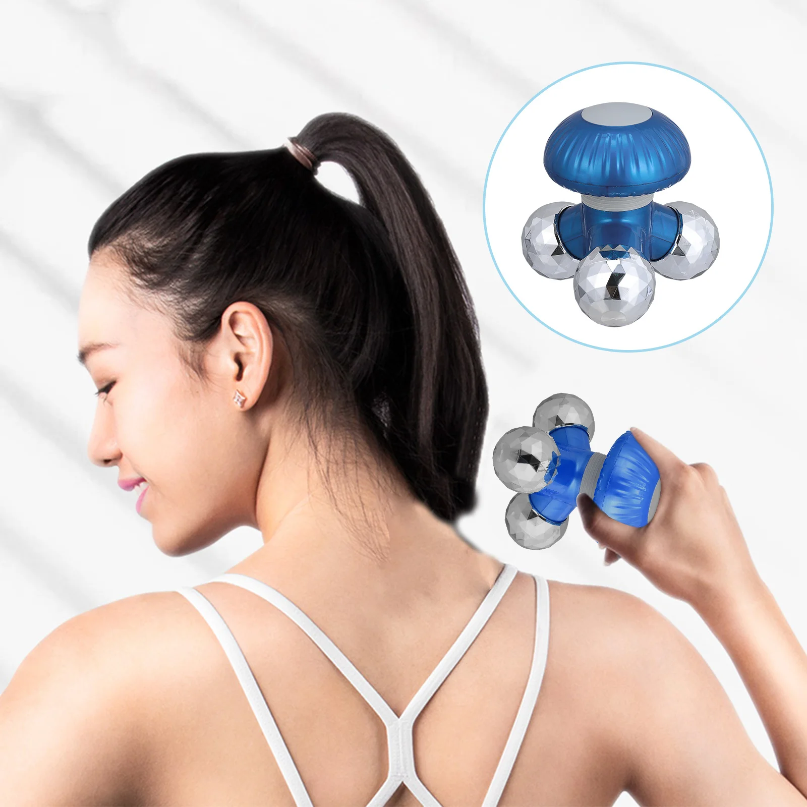 

Electric Body Massaging Device Shoulder Massager Premium Material Rechargeable Lightweight Compact Mushroom Shaped Acupoint